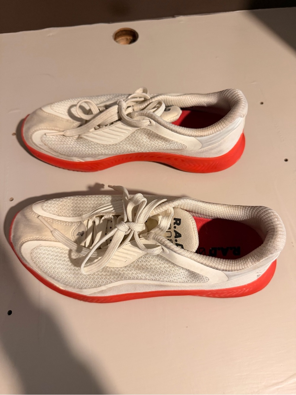 White Athletic Sneakers with Red Sole - Men